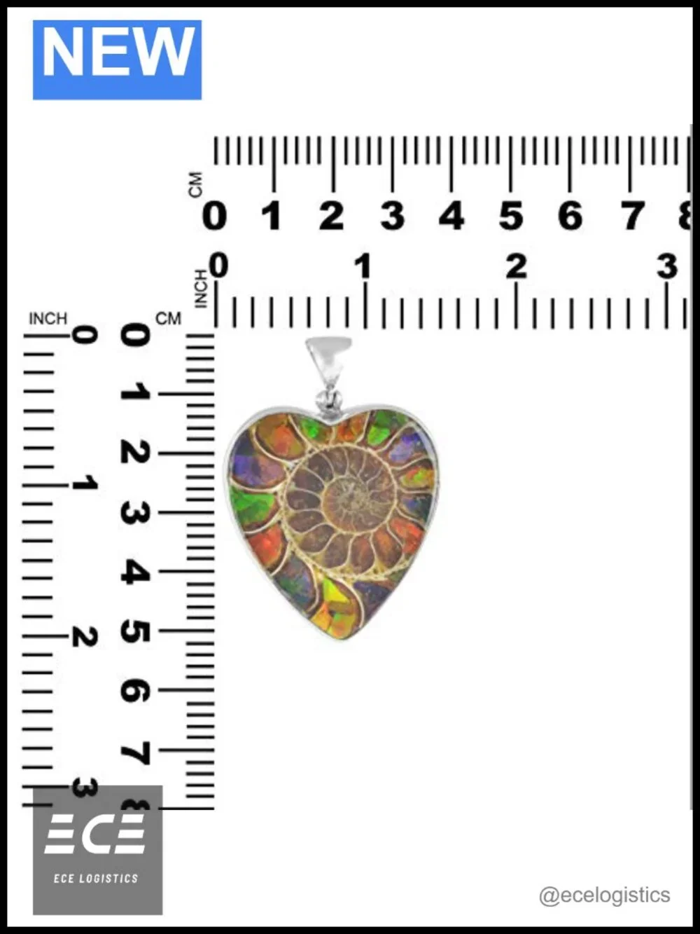 Ammolite Heart Pendant 925 Sterling Silver Handcrafted Fossil Necklace